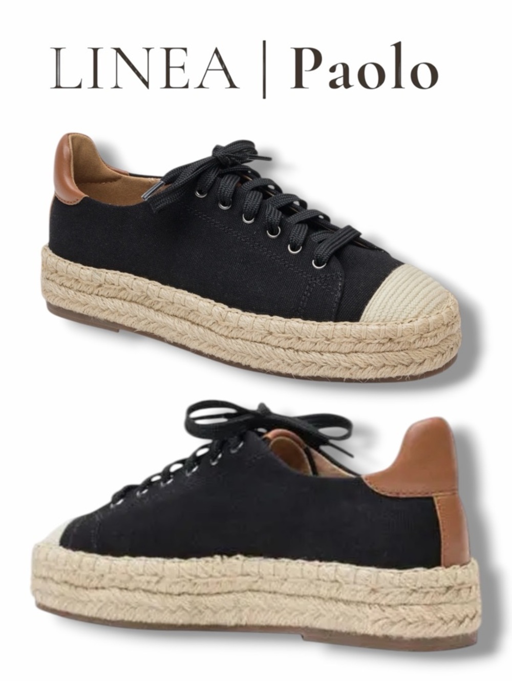 Linea Paolo Women’s Silva Espadrille Sneakers in the Size 9.5 in Black/Cognac